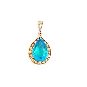 Blue Topaz with Diamonds Pear Shape Pendant
